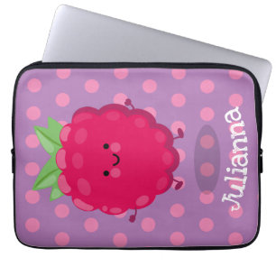 Housse Pour Ordinateur Portable Caricature de framboise très heureuse