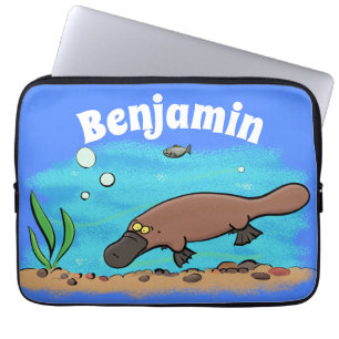 Housse Pour Ordinateur Portable Caricature de natation de Cute platypus