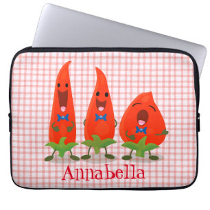 Housse Pour Ordinateur Portable Caricature de piments chantants mignons