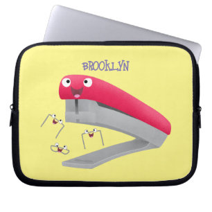 Housse Pour Ordinateur Portable Caricature en agrafeuse rouge pâle