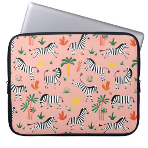 Housse Pour Ordinateur Portable Caricature Zebras Funny Motif sans couture