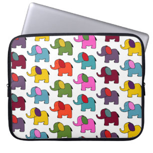 Housse Pour Ordinateur Portable Caricatures d'éléphants colorés bonne chance