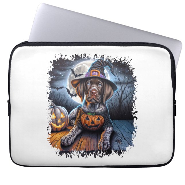 Housse Pour Ordinateur Portable Carré d'Halloween Pointer Dog (Devant)