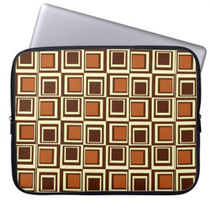 Housse Pour Ordinateur Portable Carré moderne, caramel et ordinateur portable choc