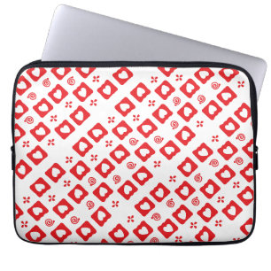 Housse Pour Ordinateur Portable Carreaux de coeur rouge mosaïque