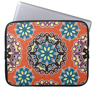 Housse Pour Ordinateur Portable Carrelage arabe, motif patchwork vintage.