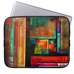Housse Pour Ordinateur Portable Carrés colorés Motif d'art Abstrait moderne #04