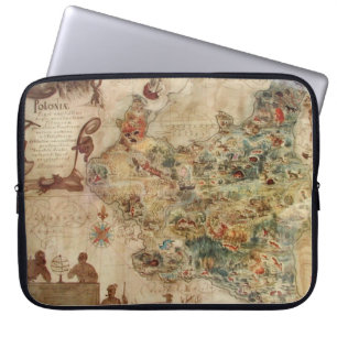 HOUSSE POUR ORDINATEUR PORTABLE CARTE ANTIQUE DE POLONIA DE LA POLOGNE