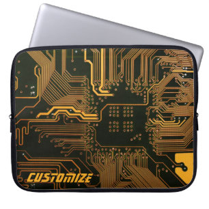 Housse Pour Ordinateur Portable Carte circuit orange PCB personnalisée geek Out