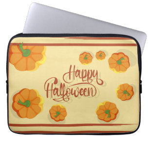 Housse Pour Ordinateur Portable Carte de voeux encadrée Happy Halloween typographi