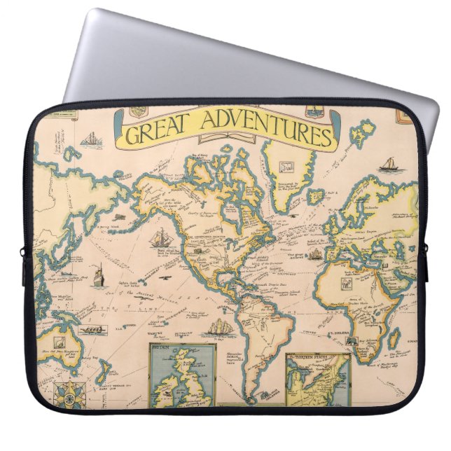 Housse Pour Ordinateur Portable Carte des grandes aventures (Devant)