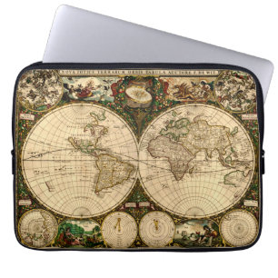 Housse Pour Ordinateur Portable Carte du monde antique vintage