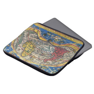 Housse Pour Ordinateur Portable Carte du monde en forme de cœur antique de Peter A