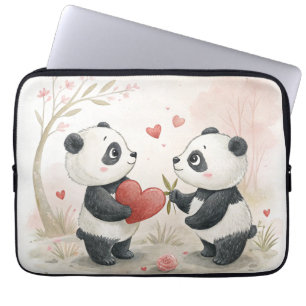 Housse Pour Ordinateur Portable Carte Panda romantique