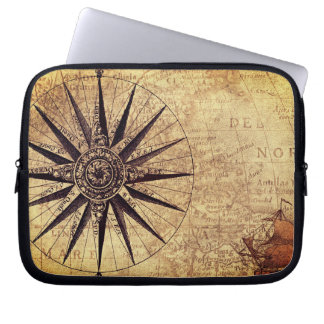 Housse Pour Ordinateur Portable Carte Vintage de l'âge de découverte du compas