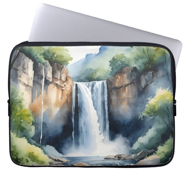 Housse Pour Ordinateur Portable Cascade peinte à l'aquarelle (Devant)