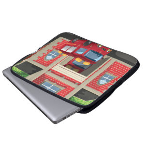 Housse Pour Ordinateur Portable Caserne de pompiers et camion de pompiers