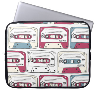 Housse Pour Ordinateur Portable Cassettes de musique rétro : Arrière - plan de roc