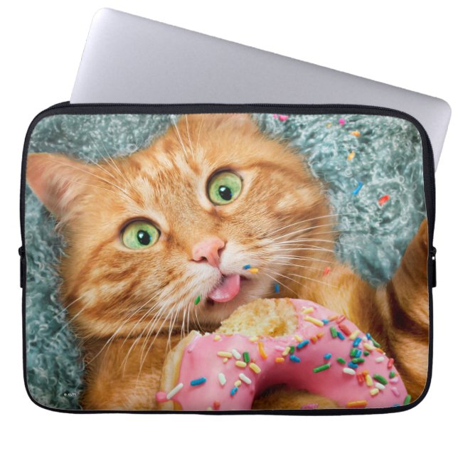 Housse Pour Ordinateur Portable Cat Eating Donut (Devant)