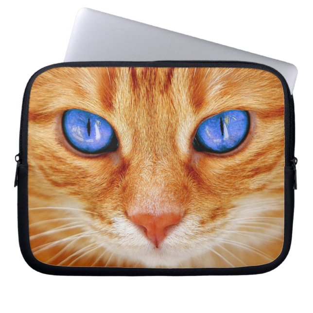 Housse Pour Ordinateur Portable Cat Eyes Face Tigre Rouge (Devant)