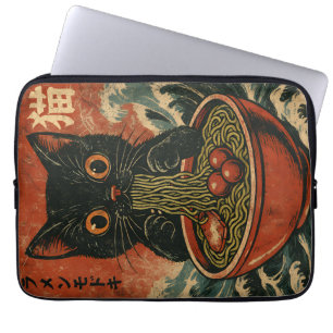 Housse Pour Ordinateur Portable Cat Ramen Japonais drôle Graphisme Kawaii Cat Anim