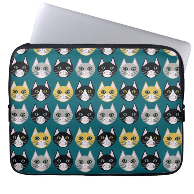 Housse Pour Ordinateur Portable Cats teal (Devant)
