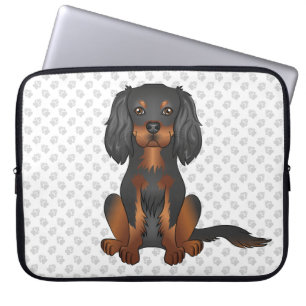 Housse Pour Ordinateur Portable Cavalier King Charles Spaniel & Pattes noir et fau