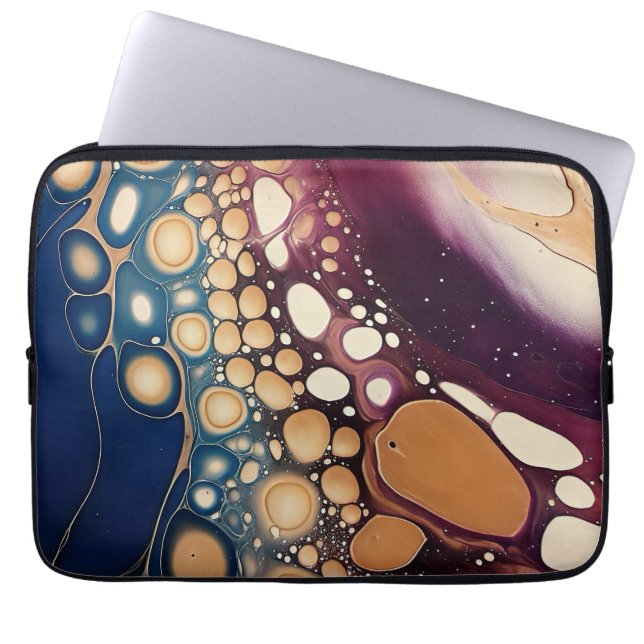 Housse Pour Ordinateur Portable Celestial Fluid Marble in Midnight Gold (Devant)