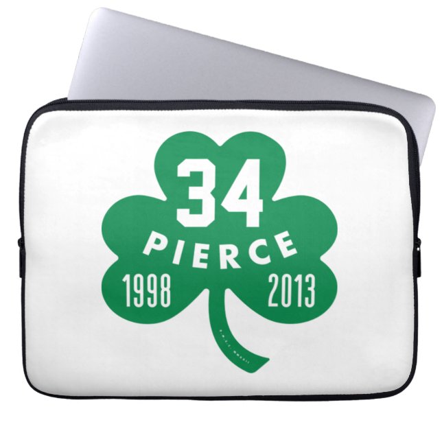 Housse Pour Ordinateur Portable Celtics - Pierce 34 Retraité Numéro Clover (Vert) (Devant)