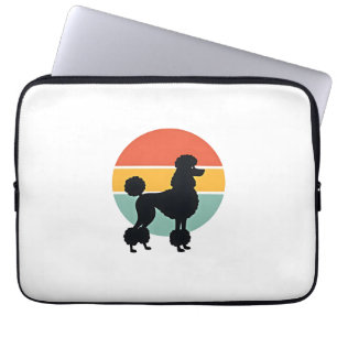 Housse Pour Ordinateur Portable Cercle de silhouette de chien rétro coucher de sol