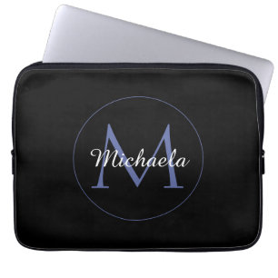 Housse Pour Ordinateur Portable Cercle minimal moderne nom initial monogramme mode