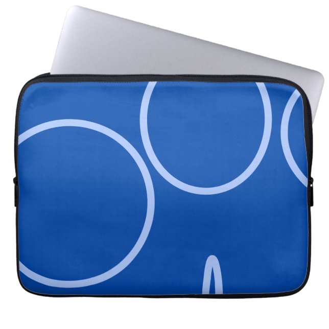 Housse Pour Ordinateur Portable Cercles et Boucle sur Bleu (Devant)