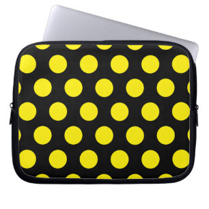 Housse Pour Ordinateur Portable Cercles jaunes sur Arrière - plan noir