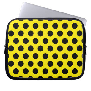 Housse Pour Ordinateur Portable Cercles noirs sur Arrière - plan jaune