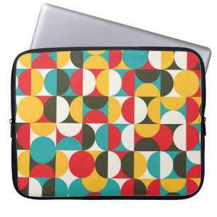 Housse Pour Ordinateur Portable Cercles rétro : Motif Hipster coloré.