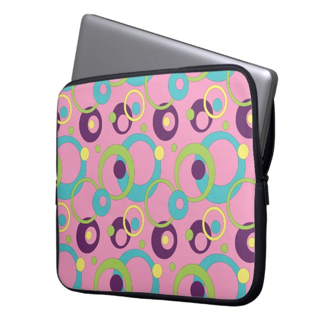Housse pour ordinateur portable Cercles roses funk (devant gauche)