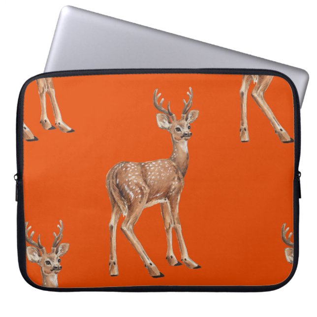 Housse Pour Ordinateur Portable Cerf en rouge (Devant)