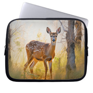 Housse Pour Ordinateur Portable Cerfs Élégants dans la Forêt Dessin Naturel