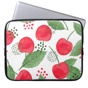 Housse Pour Ordinateur Portable Cerise Berries Vintage, Aquarelle Sans Fil.