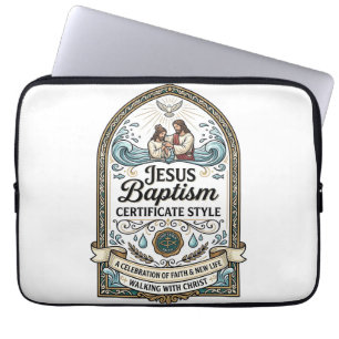 Housse Pour Ordinateur Portable Certificat de baptême de Jésus Style Certificat de