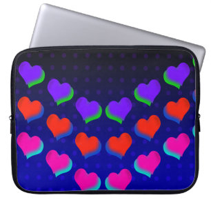 Housse Pour Ordinateur Portable Ces Coeurs Neon Retro Folles