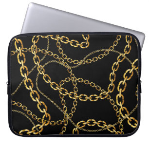Housse Pour Ordinateur Portable Chaîne dorée transparente, motif élégante.