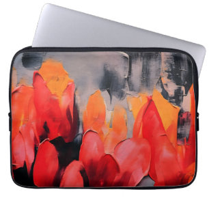 Housse Pour Ordinateur Portable Champ de Tulipes – Intensité Florale Abstraite