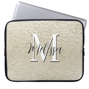 Housse Pour Ordinateur Portable Champagne Gold Foil Monogramme moderne