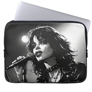 Housse Pour Ordinateur Portable Chanteur Goth Punk de style BD N&B des années 50