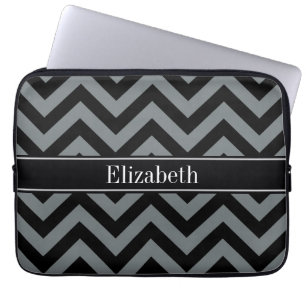 Housse Pour Ordinateur Portable Charbon noir LG noir Chevron Nom noir Monogramme