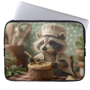 Housse Pour Ordinateur Portable Charming and Cute Raccoon Chef Stirring a Bowl