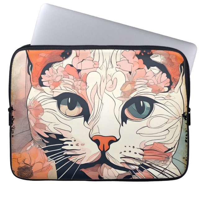Housse Pour Ordinateur Portable Chat Artistique (Devant)