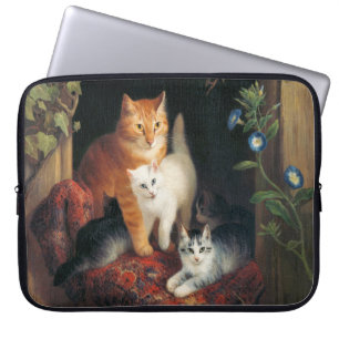 Housse Pour Ordinateur Portable Chat avec chatons (Art animal)