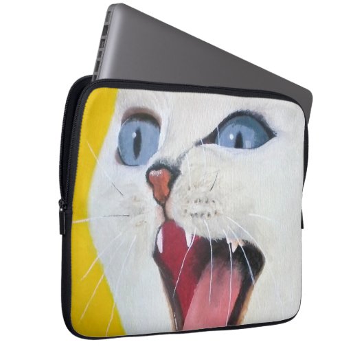 Housse Pour Ordinateur Portable Chat blanc (Devant droit)